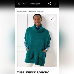 Talbots 100% cashmere Turtleneck poncho in black, MEDIUM